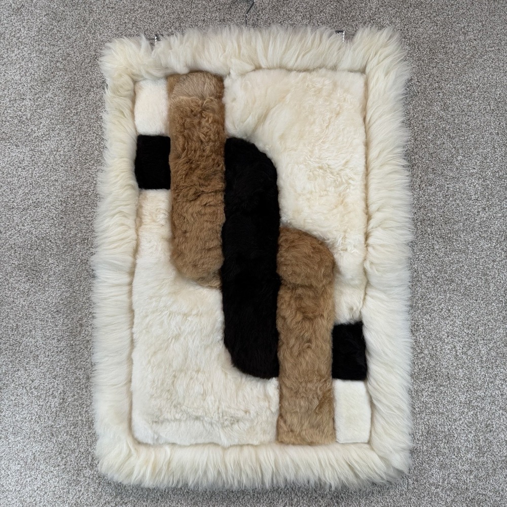 Alpaca Vintage Fur Throw Rug Wall Hang Twisted Rope Design Baby Mat Boho Granola